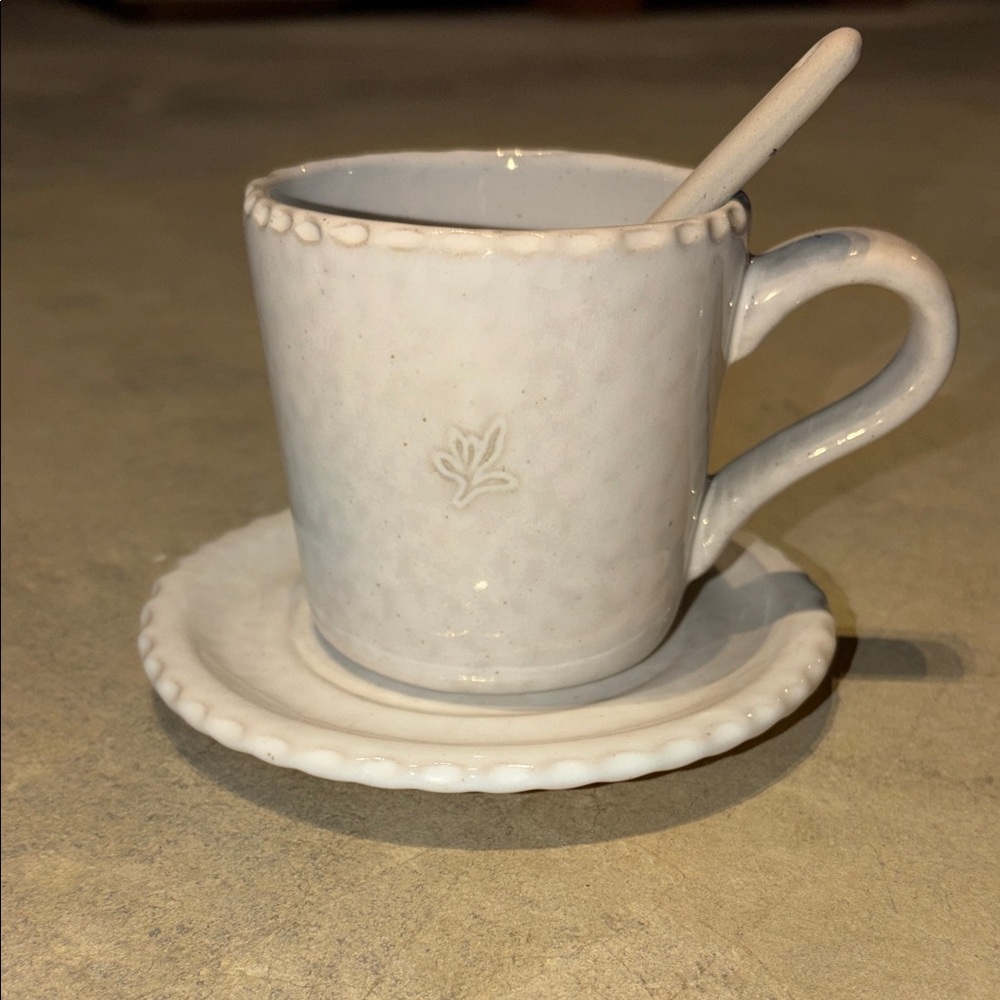 Pinched Edge 8 oz Teacup with Saucer and Spoon Set from Hearth & Hand™ Magnolia